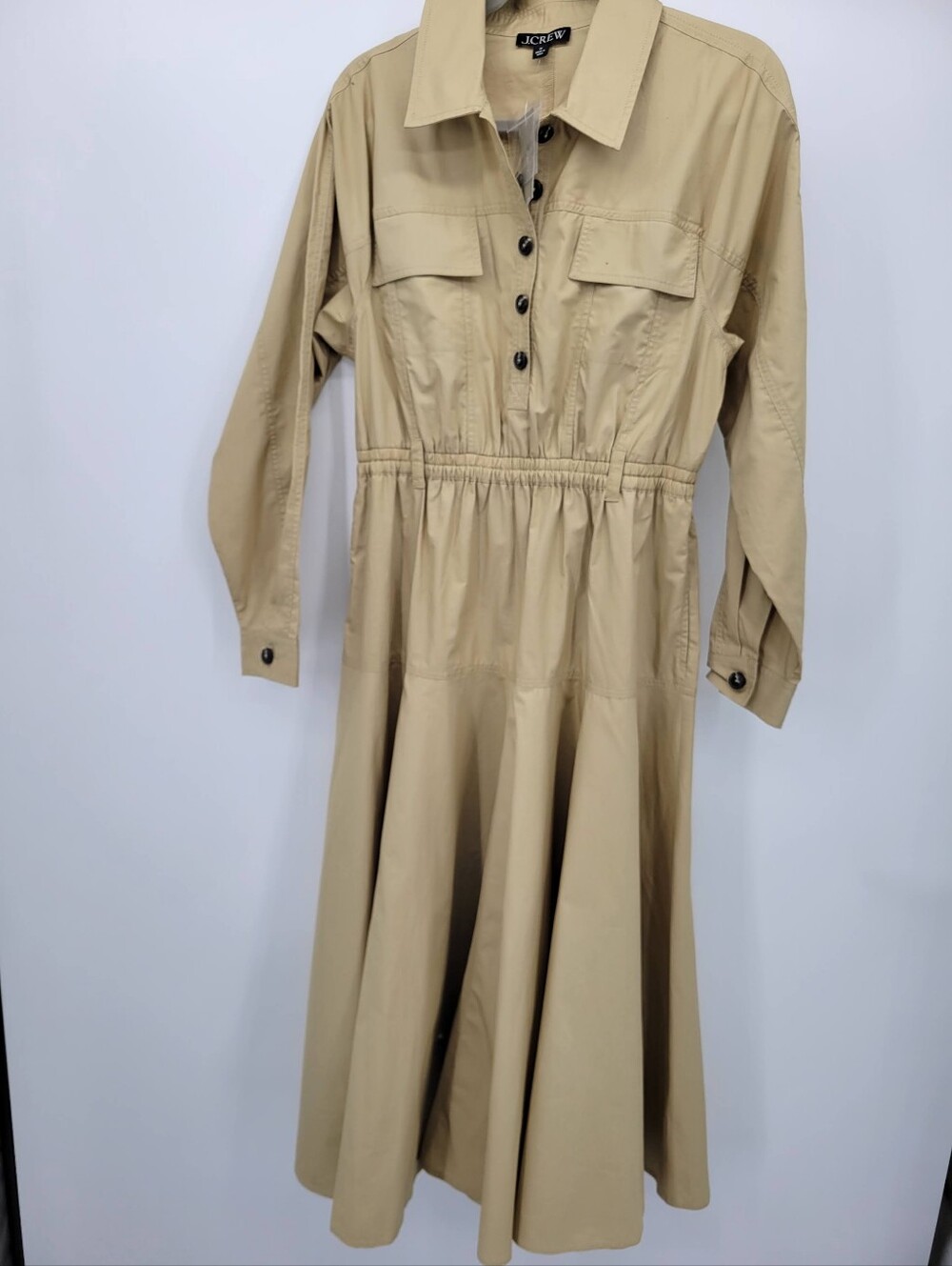 J Crew Trench shirt-dress in cotton poplin CS932 Size 10 NEW Tan - Picture 5 of 9
